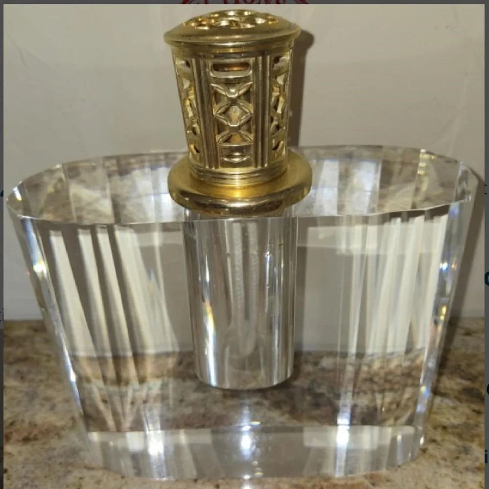 Rare Krystalique Large Fragrance Lamp by Scentier Vintage Crystal Gold Catalytic